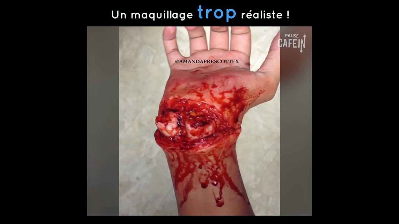 Un maquillage ultra réaliste d'une main cassée en deux !