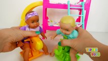 Baby Doll Bunk Beds Playing on the Slide Feeding Time and Bed Time-rMcfBoSgSF0