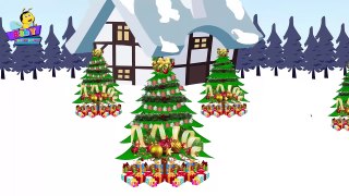 Mega Gummy bear distributing gifts with santa claus finger family nursery rhymes for children