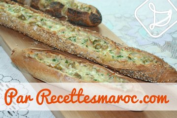 Pain Baguette Farci à la Dinde & Fromage - Turkey & Cheese Egg Boat -  خبز محشي