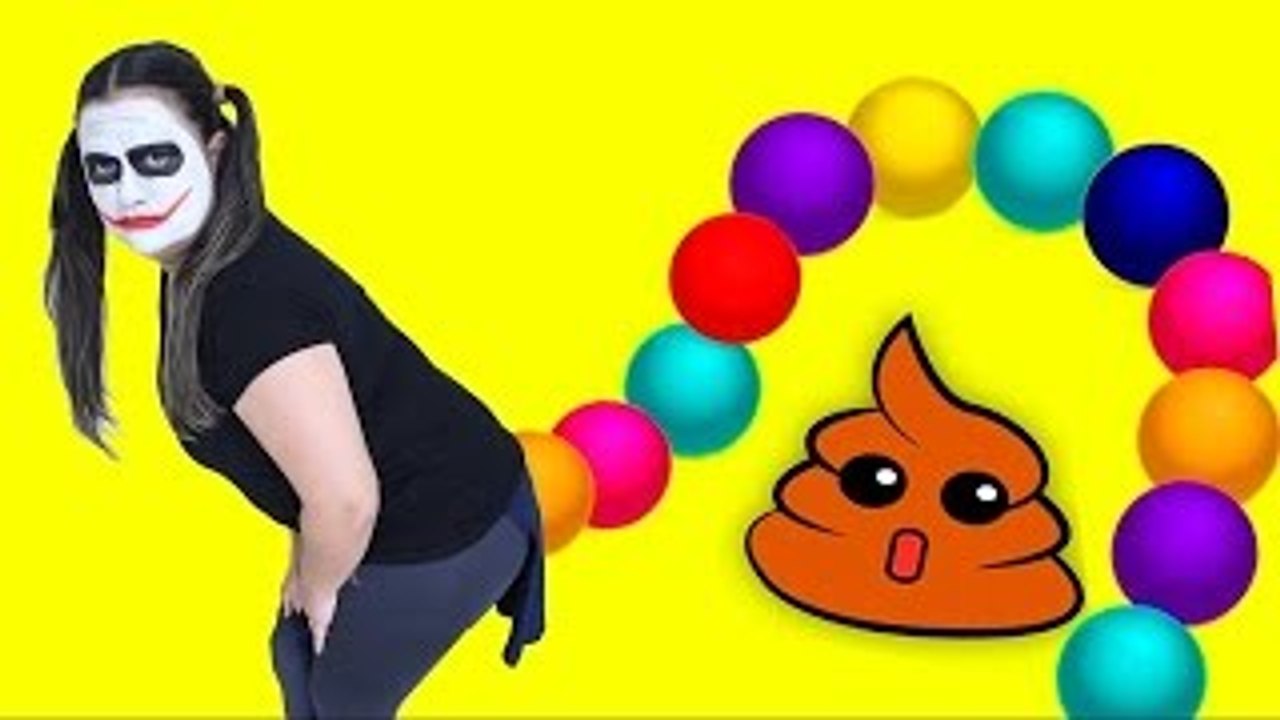 Joker Girl Poo Colored Balls w/ Spiderman in Real Life Fun Supehero Movie