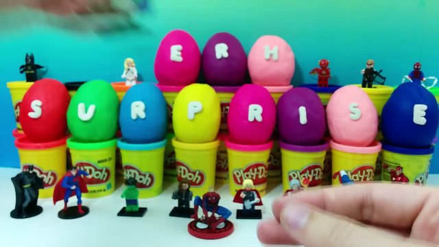 21 Play Doh Superhero Surprise Eggs - Marvel vs DC: Batman Superman Ironman Spiderman