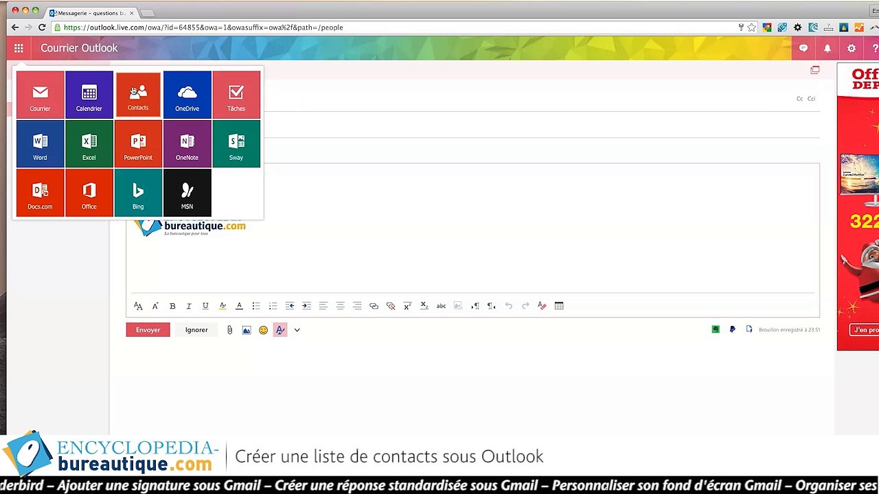 Comment créer une liste de contacts sous Outlook ?