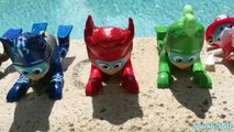 PJ Masks IRL Superhero Fight With ROMEO in Pool! Baby Gekko Kidnapped Saved by Owlette & Catboy