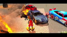 Mickey Mouse playing with Spiderman Colors & Disney Cars Pixar Lightning McQueen and Dinoco