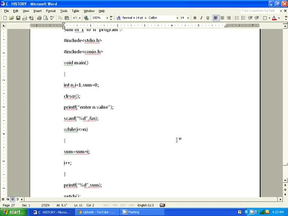C LANGUAGE SUM OF N NUMBERS PROGRAM