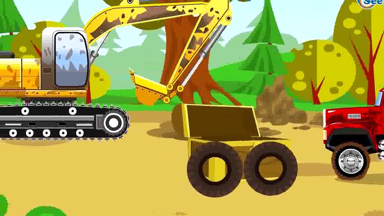 Der Gelbe Bagger und der Lastwagen Die große Autos für Kinder Cartoon für Kinder