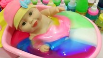 Baby Doll Bath Time Slime English Learn Numbers Colors Toy Surprise Eggs YouTube