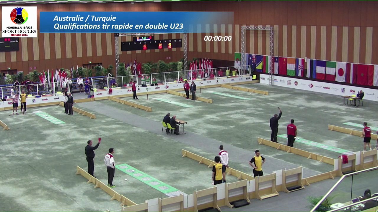 Qualifications, tir rapide en double U23, Australie et Turquie, Sport Boules, Mondial Jeunes, Monaco 2016