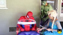 Elsa is Crying with Magical Tears. Evil Spiderman Attacks Elsa Frozen & Pulls Off Hulk Pants IRL