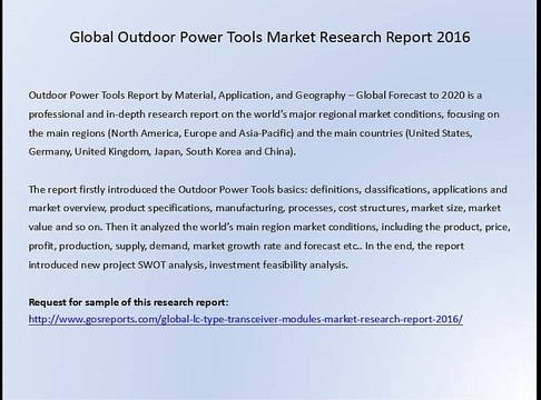 Global Outdoor Power Tools Market Research Report 2016