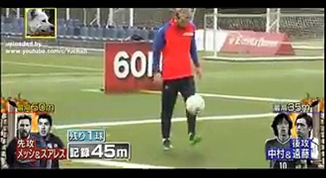 Lionel Messi et Luis Suarez enchaînent les passes de 50 mètres à la télévision japonaise