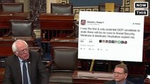 Bernie Sanders Brings Giant Trump Tweet To Senate Floor