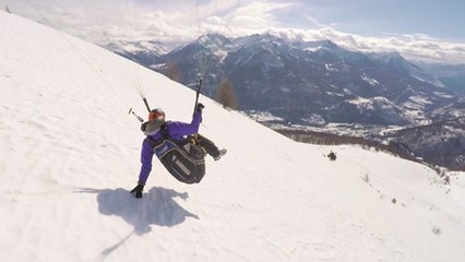 Extreme Paraglider Plays 'Tag' With French Alps