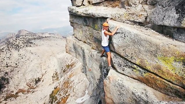 Risky Cliff Climber At Stomach Dropping Heights