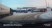 Semi Truck Tire Explodes At Gas Station