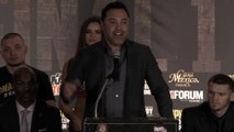 Chairman and CEO of Golden Boy Promotions @OscarDeLaHoya speaks at the #Final1 Press Conference
