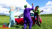 Spiderman BALLOON PRANK w Frozen Elsa Joker Hulk Car Flying Balloons Amazing Superheroes 4K