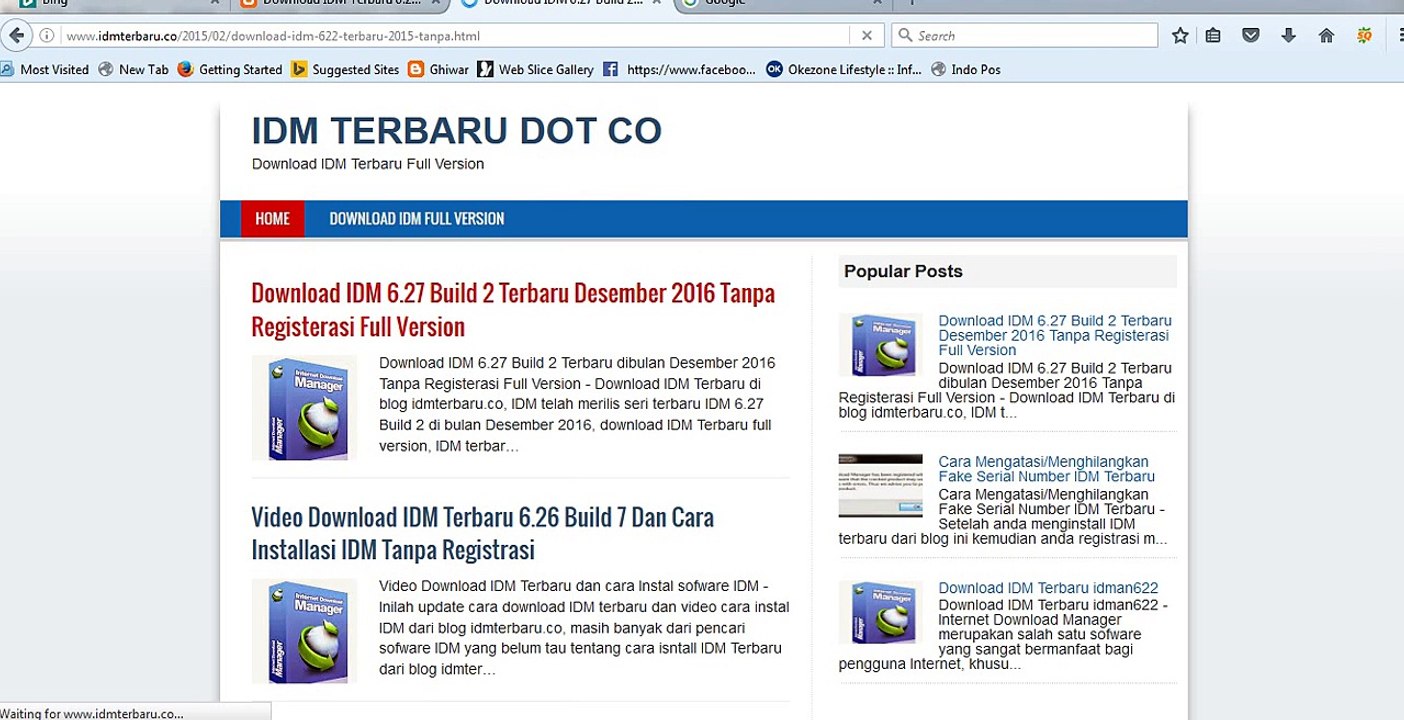 cara download internet download manager IDM 6 27 Build 2 tanpa registrasi