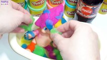 Learn Colors with Kinetic Sand Cake for Toddlers Kids Children Coca Cola Slime Bath Peppa Pig Toys