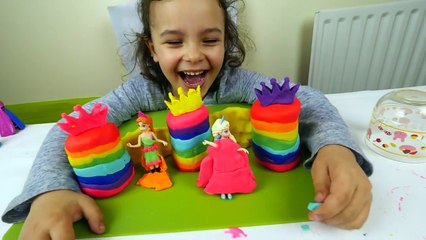 DIY Play Doh Rainbow Frozen Castle for Disney Princesses Elsa and  Anna Doll toys-N3Aq29uy