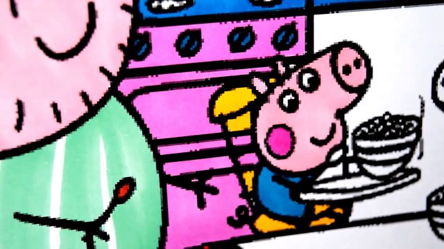 PEPPA PIG Coloring Book Pages Rainbow Kitchen Kids Fun Art Learning Videos Kids Balloons Toys