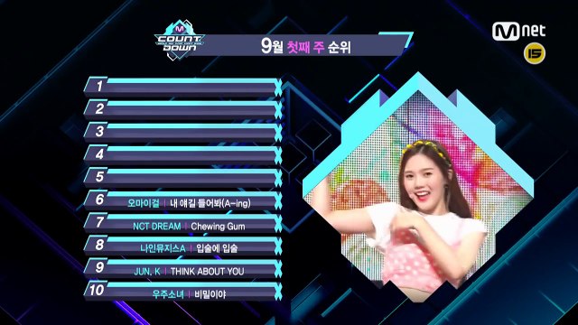 What are the TOP10 Songs in 1st week of September M COUNTDOWN 160901 EP.491-toMmNDLQSIU