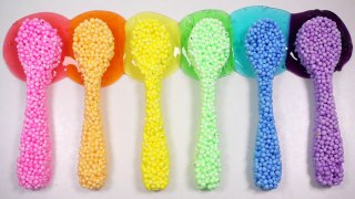 DIY How To Make Colors Play Foam Spoon with Rainbow Gooey Slime Colors Bubble Gum Surprise Toys-PRzalO