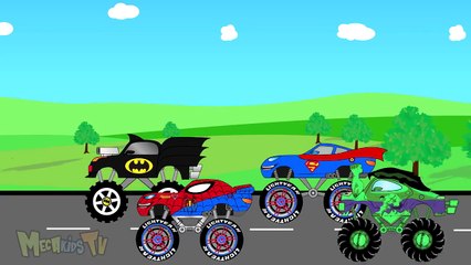 Auto Transport - SuperHeroes Monster Trucks - Video For Kids-PKMMUPzg