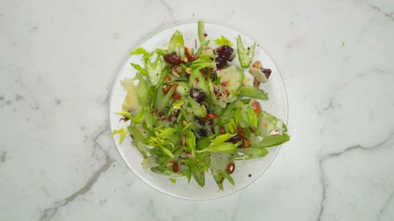 Celery Salad with Dates, Almonds, And Parmesan