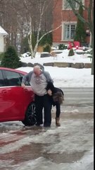 ¡Lo complicado que es subirse al coche cuando hay hielo!