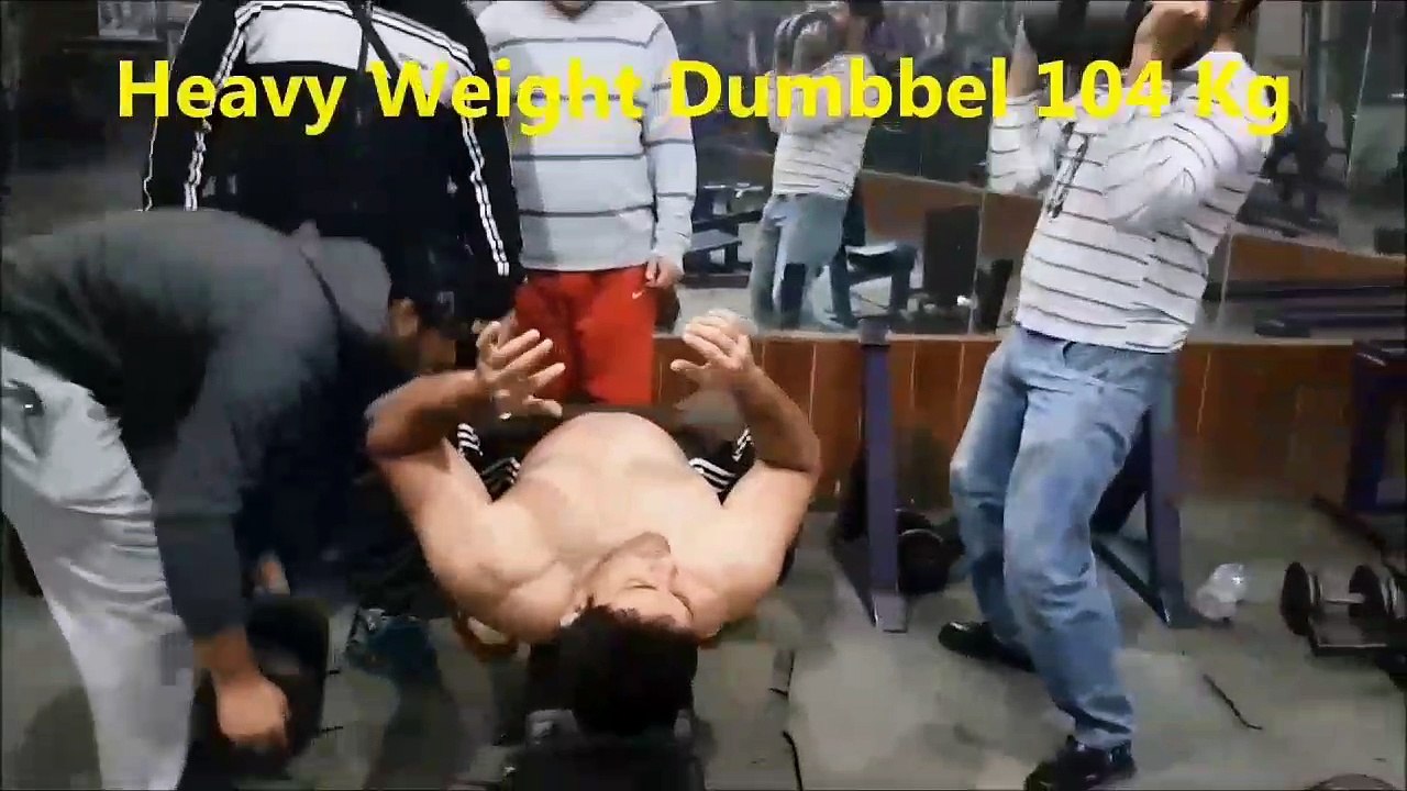 fahad butt sialkot wheeler pakistan chest dumbbel heavy weight 104 kg flat press mobile 0300 7121313