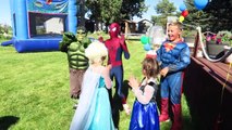 Spiderman Superman vs Funny JOKER PLAYGROUND Prank Elsa Anna Pink Spidergirl Hulk Batman Comics
