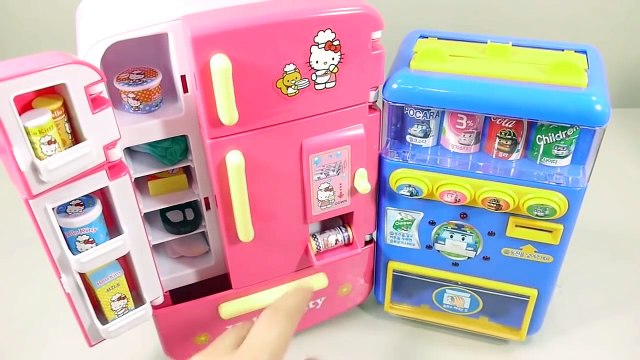 Hello Kitty Refrigerator Toys Drinks Vending Machines Learn Colors Clay Slime Surprise Egg-dk