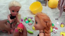CRAB Encounter! Toddlers ELSA & ANNA at Beach - Afraid of CRABS - Mystery Treasure - Shopkins-Nsu0