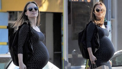 Natalie Portman Shows Off Major Baby Bump In Polka Dot Dress