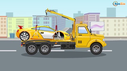 El Tractor es Verde - La zona de construcción - Dibujos animados de Coches Para Niños