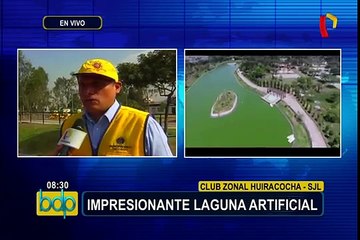 Club zonal Huiracocha: veraneantes disfrutan de impresionante laguna artificial