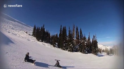 Boy, 5, clears huge jump after skiing for the second time