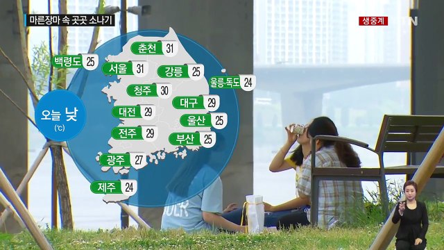[날씨] 중부 무더위 속 소나기...제주도·남해안 장맛비 / YTN (Yes! Top News)