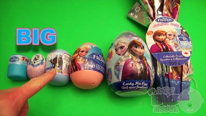 Video herunterladen: Disney Frozen Surprise Eggs Learn Sizes from Smallest to Biggest! Opening Eggs with Toys and Candy!