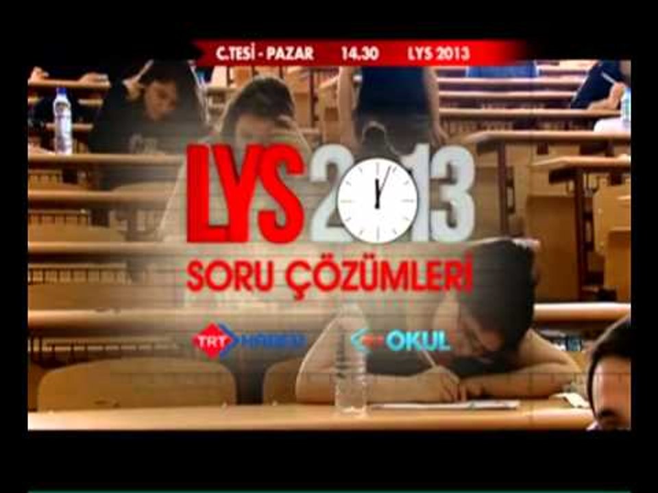 2013 LYS soruları ve cevapları canlı yayınla sadece TRT Okul ve TRT Haber'de...