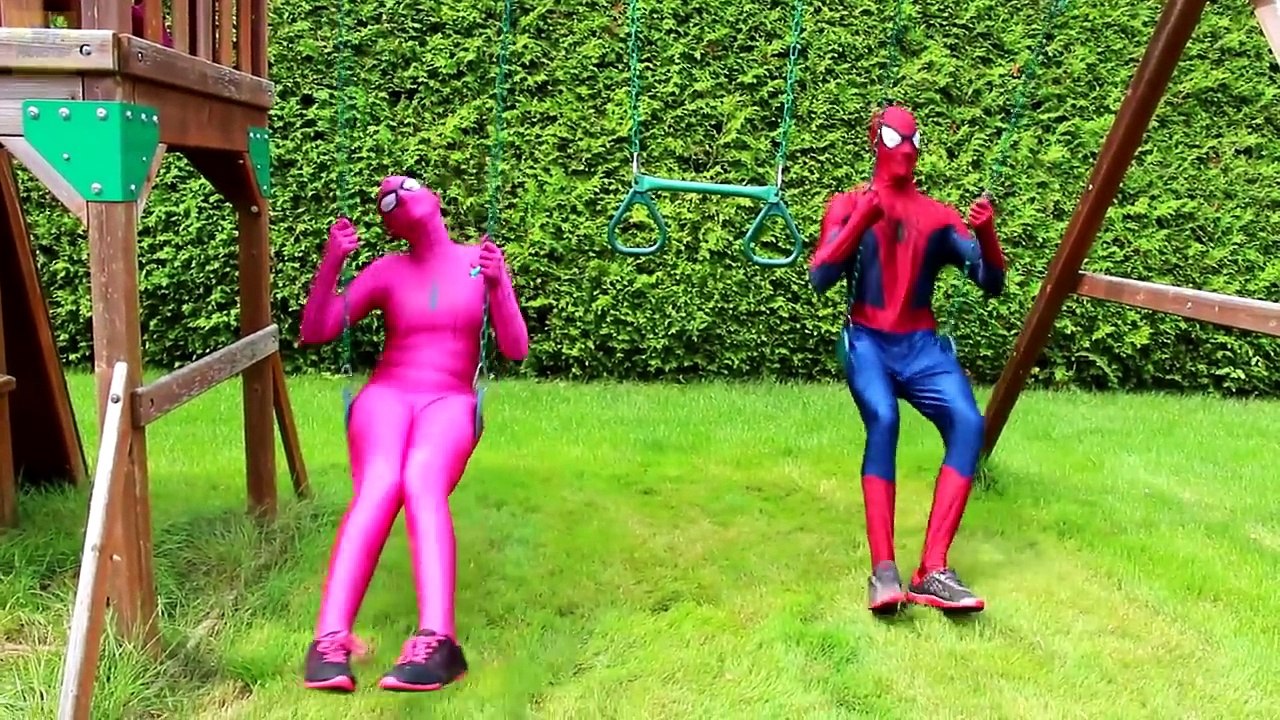 Frozen Elsa’s POOL SURPRISE! w- Spiderman Maleficent Pink Spidergirl Joker! Funny Superhero Video
