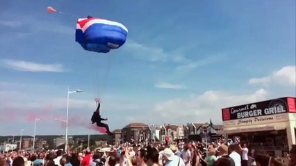 Parachutist Smashes Into a Burger Stand At An Air Show