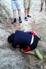 Kid Fights With Dirty Tactics By Throwing Sand In Eyes