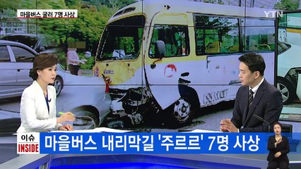 갑자기 비탈길에서 구른 마을버스 '날벼락' / YTN (Yes! Top News)