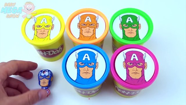 Play Doh Clay Сups Surprise Toys Capitan America Marvel Collection Rainbow Learn Colours in English
