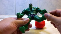 The Incredible Hulk from the Avengers is creating a Play-Doh apple, Play-Doh fruit, Play-doh toy.