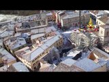 Norcia - Terremoto. Drone sulla prima neve al centro (06.01.17)