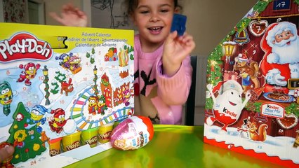 Скачать видео: Play Doh and Kinder Surprise Christmas Advent Calendar Day 3, and MLP Maxi Kinder Eggs